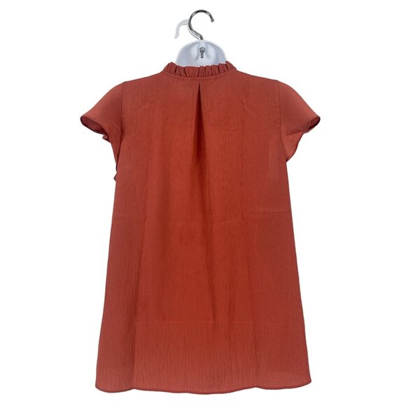 Nine West Womens Rust Ruffled Flutter Sleeve Top Size Small - Picture 5 of 9
